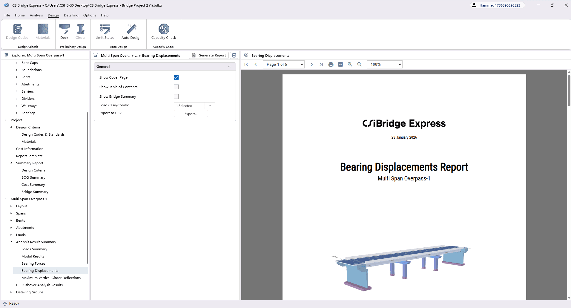 Bearing Displacements Report