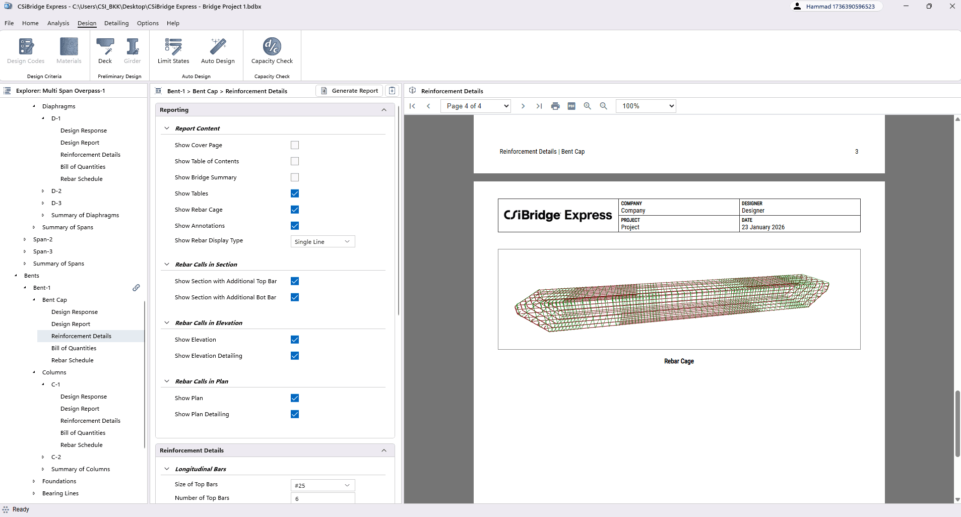 Bent Cap Reinforcement